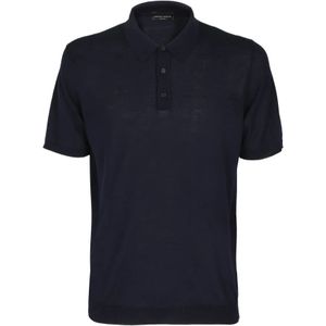 Roberto Collina, Tops, Heren, Blauw, S, Klassieke Polo Shirt