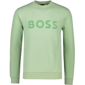 Hugo Boss, Sweatshirts & Hoodies, Heren, Groen, L, Katoen, Groene Salbo Sweater