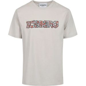 Iceberg, Tops, Heren, Grijs, 4Xl, Katoen, T-shirt met bloemenlogo