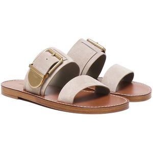 Chloé, Schoenen, Dames, Beige, 37 EU, Beige Sandalen met Dubbel Lap Ontwerp