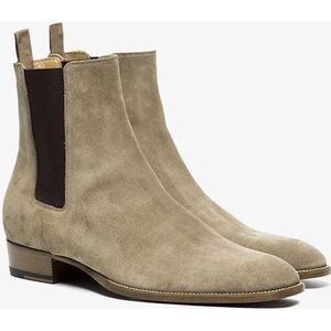 Saint Laurent, Schoenen, Heren, Beige, 40 EU, Suède, Bruine Suède Chelsea Laarzen