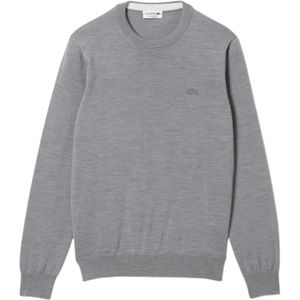 Lacoste, Heren Merino Wol Ronde Hals Pullover Grijs, Heren, Maat:L