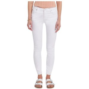 7 For All Mankind, Jeans, Dames, Wit, W26, Leer, Hoge Taille Skinny Crop Jeans Wit