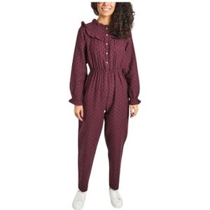 The New Society, Plum Fancy Patroon Jumpsuit Bruin, Dames, Maat:S