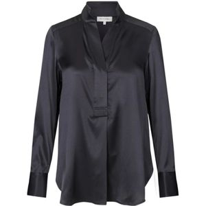 Dea Kudibal, Blouses & Shirts, Dames, Zwart, M, Zijden Losse Blouse met Opstaande Kraag