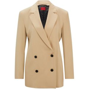 Hugo Boss, Lange Blazer met karakteristieke voering Beige, Dames, Maat:L