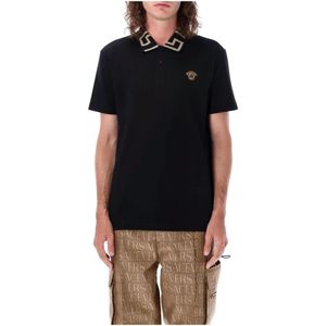 Versace, Herenkleding T-shirts en polo`s Zwart Aw 23 Zwart, Heren, Maat:L