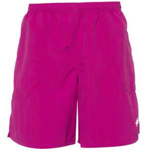 Stüssy, Korte broeken, Heren, Paars, L, Paarse Logo Print Elastische Taille Shorts