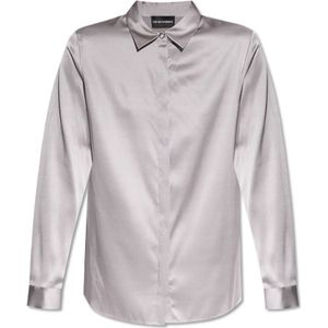 Emporio Armani, Blouses & Shirts, Dames, Grijs, M, Zijden overhemd