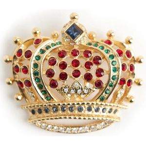 Kenneth Jay Lane Pre-owned, Pre-owned, Dames, Geel, ONE Size, Royal Crown Broche