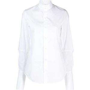 Ann Demeulemeester, Witte Katoenen Overhemd met Pofmouwen Wit, Dames, Maat:M