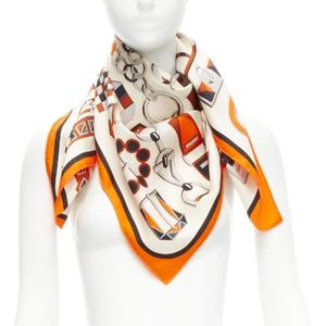 Hermès Vintage, Pre-owned, Dames, Oranje, ONE Size, Pre-owned Silk scarves