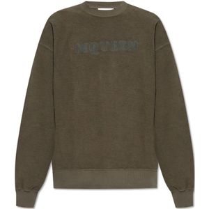 Alexander McQueen, Sweatshirts & Hoodies, Heren, Groen, M, Sweatshirt met logo