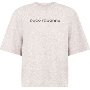 Paco Rabanne, Tops, Dames, Grijs, S, Katoen, Grijze Rhinestone T-shirts en Polos
