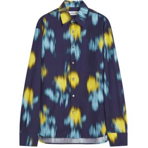 Lanvin, Overhemden, Heren, Veelkleurig, 2Xl, Bloemen Vervaagd Print Shirt
