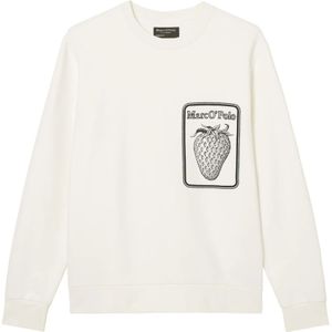 Marc O'Polo, Sweatshirts & Hoodies, Heren, Wit, XL, Katoen, Sweatshirt normaal