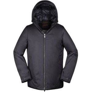 Moorer, Jassen, Heren, Blauw, XL, Acqua Line Parka met ganzendonsvulling