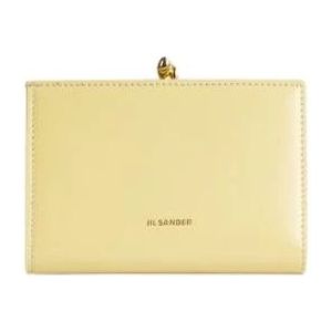 Jil Sander, Accessoires, Dames, Geel, ONE Size, Leer, Pastelgele Leren Portemonnee