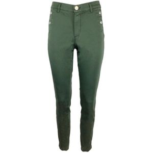 2-Biz, Aansluitende Jeans met Stijlvolle Details Groen, Dames, Maat:3XL