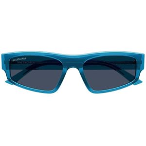 Balenciaga, Accessoires, unisex, Blauw, 56 MM, Blauwe Transparante Vierkante Zonnebril