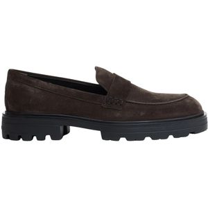 Hogan, Schoenen, Heren, Bruin, 40 1/2 EU, Suède, Bruine suède tankzool mocassin