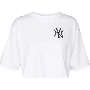 New Era, Tops, Dames, Wit, L, Katoen, Yankees MLB Lifestyle Witte Crop Tee