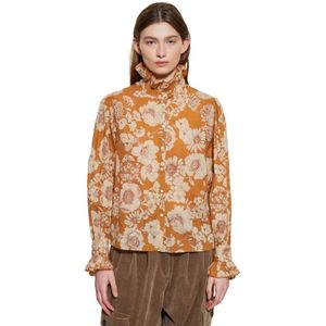 Antik Batik, Leonie print blouse Oranje, Dames, Maat:L