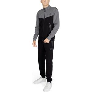 Emporio Armani Ea7, Sport, Heren, Zwart, L, Katoen, Kleurrijke Heren Tracksuit met Rits