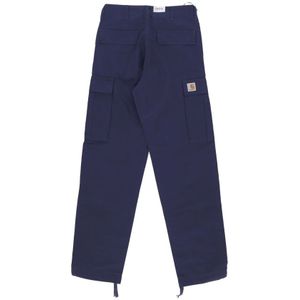 Carhartt Wip, Broeken, Heren, Blauw, W36 L34, Reguliere Cargo Broek voor Mannen