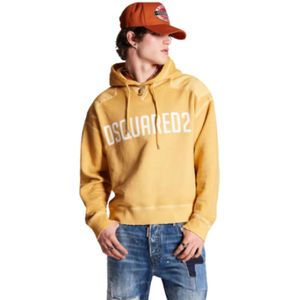 Dsquared2, Sweatshirts & Hoodies, Heren, Geel, S, Wol, Grijze hoodie met wolkprint