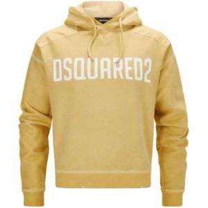 Dsquared2, Sweatshirts & Hoodies, Heren, Geel, S, Wol, Grijze hoodie met wolkprint