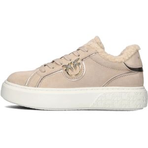 Pinko, Schoenen, Dames, Beige, 36 EU, Leer, Yoko 1.0 Beige Suede Sneakers