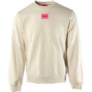 Hugo Boss, Sweatshirts & Hoodies, Heren, Beige, XL, Katoen, Ivoor Katoenen Sweater voor Heren