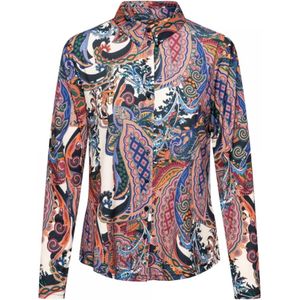 &Co Woman, Blouses & Shirts, Dames, Veelkleurig, S, Polyester, Paisley Jersey Blouse met Knoopsluiting