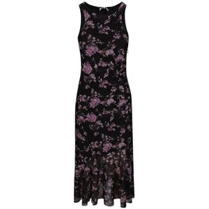 Ganni, Kleedjes, Dames, Veelkleurig, M, Nylon, Bloemen Mesh Midi Jurk