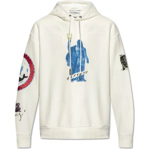 Iceberg, Sweatshirts & Hoodies, Heren, Wit, XL, Katoen, Geborduurde hoodie