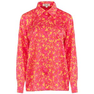 Jaaf, Blouses & Shirts, Dames, Veelkleurig, XS, Oversized zijden shirt met Hibiscus print