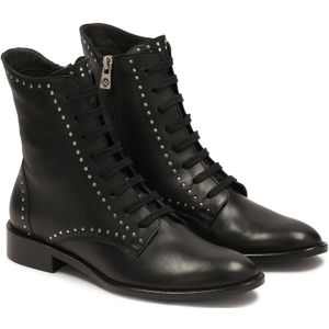 Kazar, Schoenen, Dames, Zwart, 38 EU, Leer, Veterschoenen versierd met studs