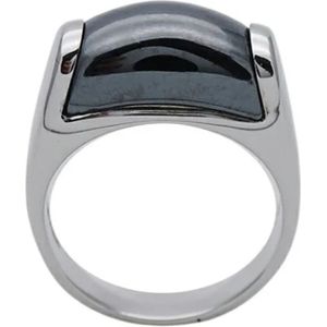 Bvlgari Vintage, Pre-owned, Dames, Grijs, ONE Size, Tweed, Pre-owned Zilver Witgouden Bvlgari Ring