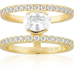 Sif Jakobs Jewellery, Accessoires, Dames, Geel, 52 MM, Ellisse Carezza Grande Vergulde Ring