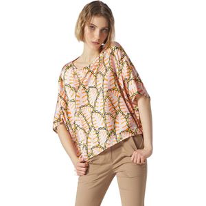 Manila Grace, Gedrukte doos blouse art. C247Ss Roze, Dames, Maat:L