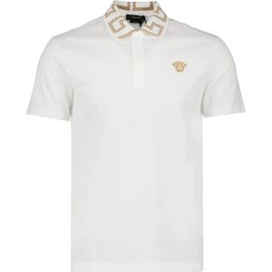 Versace, Klassiek Polo Shirt met Medusa Logo Wit, Heren, Maat:S