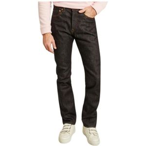 Momotaro Jeans, Natuurlijk taps toelopende jeans met selvedge katoen Zwart, Heren, Maat:W32