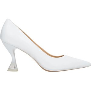 Estro, Schoenen, Dames, Wit, 37 EU, Leer, Witte Leren Hoge Hakken Pumps Elegante Stijl