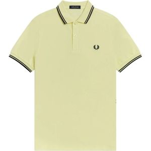 Fred Perry, Slim Fit Twin Tipped Polo in Wax Yellow Navy Black Geel, Heren, Maat:L