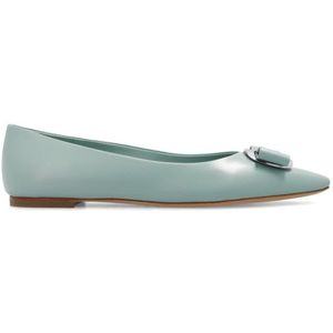 Salvatore Ferragamo, Schoenen, Dames, Blauw, 36 1/2 EU, Leer, ‘Zina’ Ballerinas