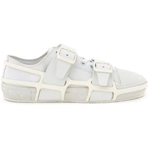 Burberry, Schoenen, Heren, Wit, 43 EU, Witte Canvas Sneaker met Rubberen Zool