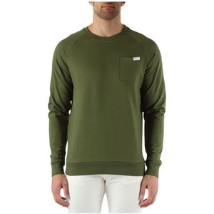 Aquascutum, Sweatshirts & Hoodies, Heren, Groen, L, Katoen, Katoenen Crewneck Active Pocket Sweatshirt