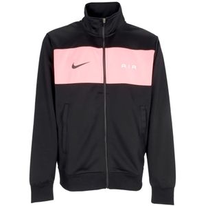 Nike, Jassen, Heren, Zwart, M, Polyester, Track Jacket Zwart/Roze Schuim Hoge Kraag