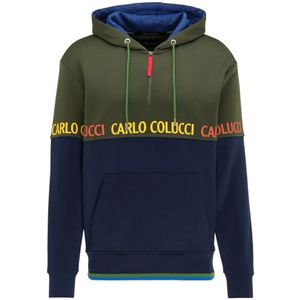 Carlo Colucci, Sweatshirts & Hoodies, Heren, Groen, S, Sweattroyer met capuchon Carrari